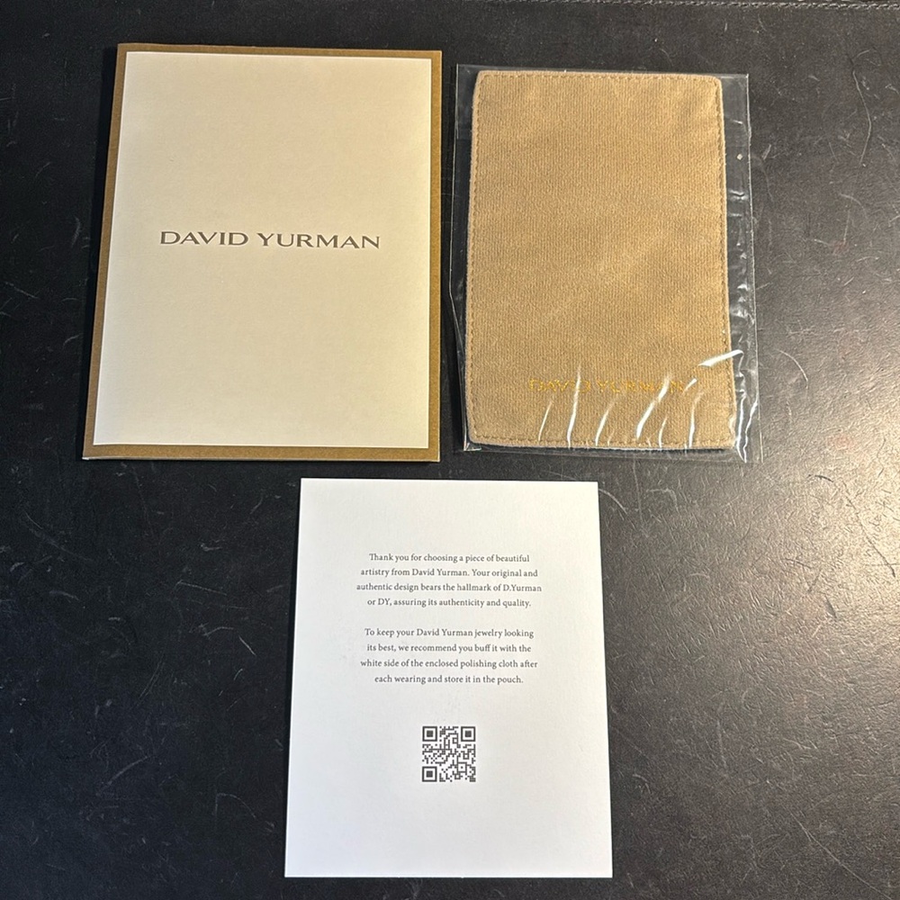 David Yurman jewelry cleaning cloth, and authenticity card with en…